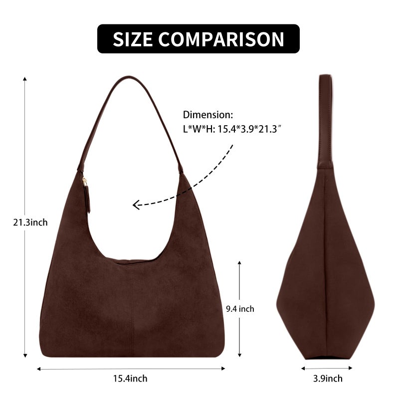 AISIWAN Womenâ€™s Trendy Suede Tote Bag Shoulder Bags For Women Fall Underarm Bag Winter Hobo Bag Work Purses Suede Travel Handbag - Image 4