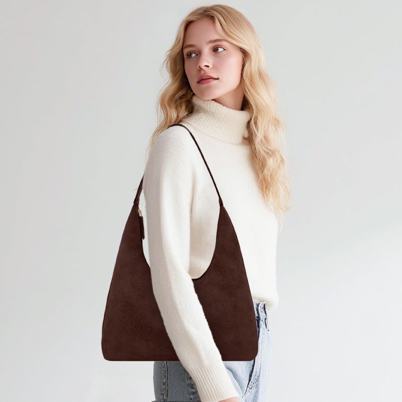 AISIWAN Womenâ€™s Trendy Suede Tote Bag Shoulder Bags For Women Fall Underarm Bag Winter Hobo Bag Work Purses Suede Travel Handbag - Image 2