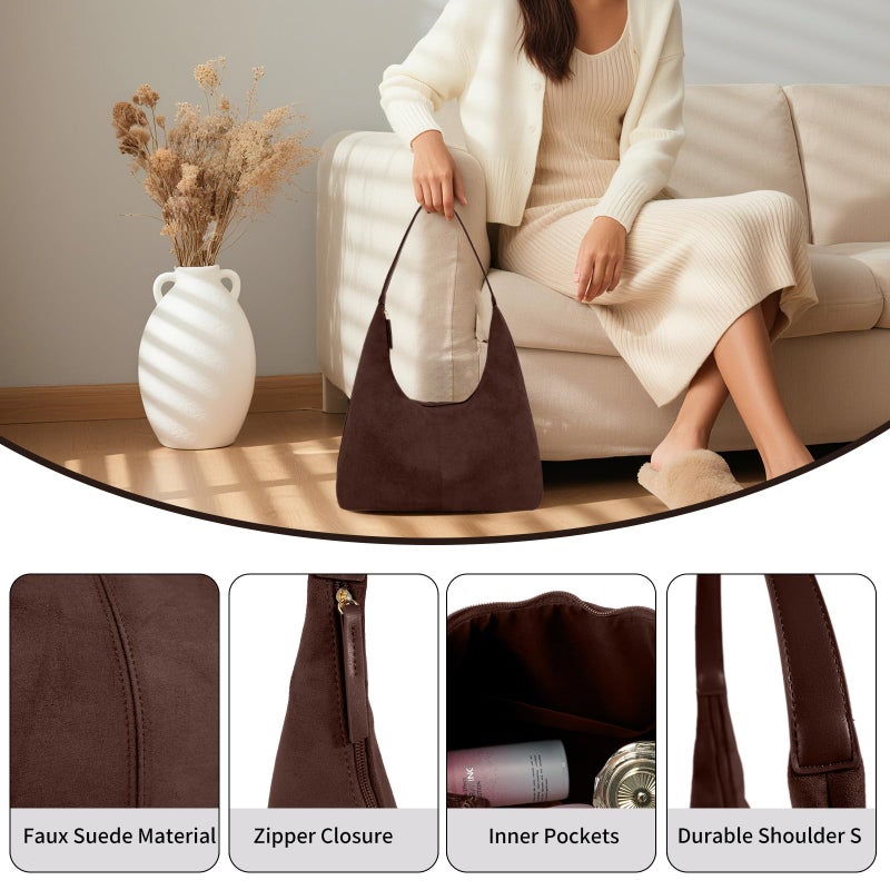 AISIWAN Womenâ€™s Trendy Suede Tote Bag Shoulder Bags For Women Fall Underarm Bag Winter Hobo Bag Work Purses Suede Travel Handbag - Image 5