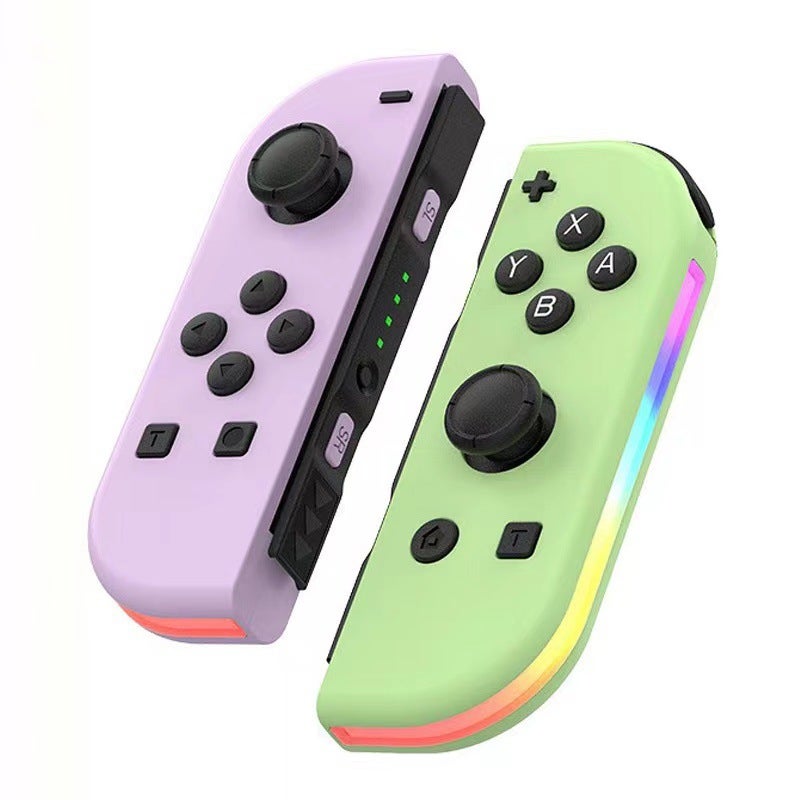 switch left and right handle joycon small handle bluetooth handle NS private model game wireless RGB handle with light Light purple green handle - Image 1