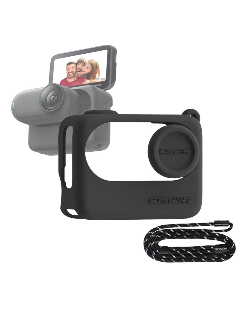 Sunnylife Go 3s Silicone Cover Lens Cap Lanyard for Insta360 Go 3S Camera Accessories Charging Case Soft Sleeve Skin Len Protector Hand Neck Strap Lanyard Anti-Scrach Anti-drop  - Image 1