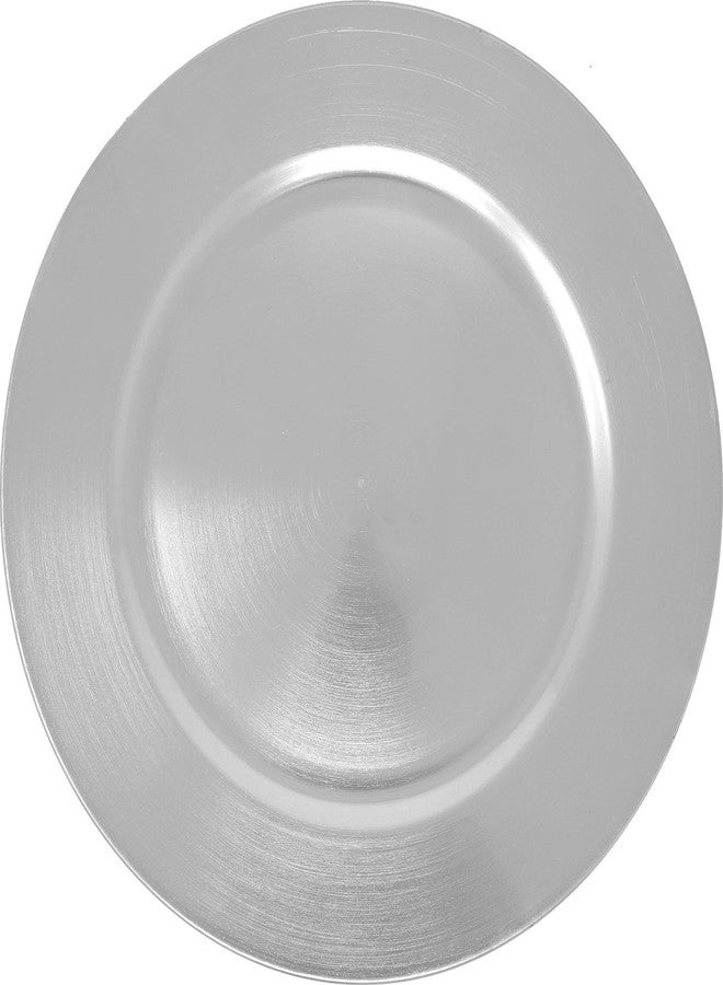 Ms Lovely Metallic Foil Charger Plates - Set of 6 - Made of Thick Plastic - Silver - Image 1