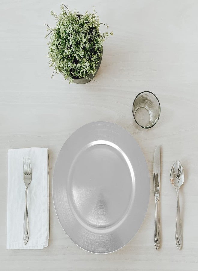 Ms Lovely Metallic Foil Charger Plates - Set of 6 - Made of Thick Plastic - Silver - Image 3