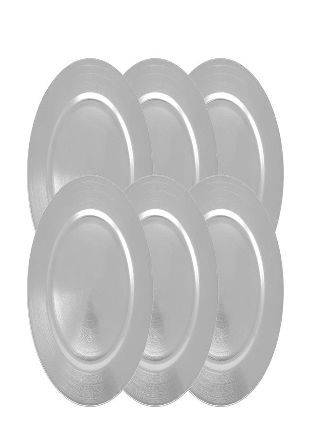 Ms Lovely Metallic Foil Charger Plates - Set of 6 - Made of Thick Plastic - Silver - Image 2