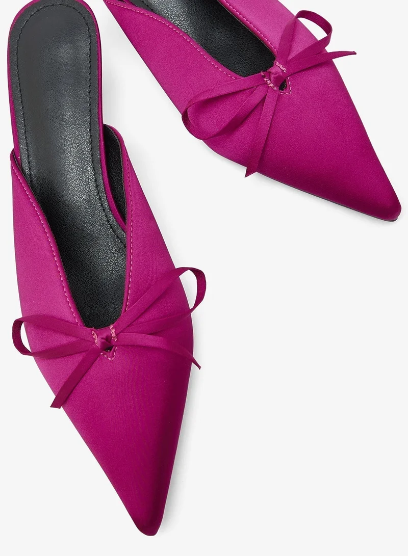 Ginger Bow Detail Open Back Ballet Flats