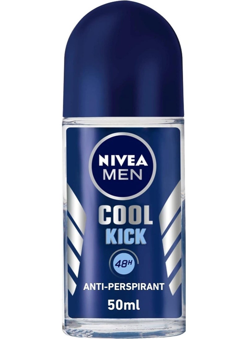 NIVEA MEN Deodorant Roll-on for Men, Cool Kick Fresh Scent, 50ml