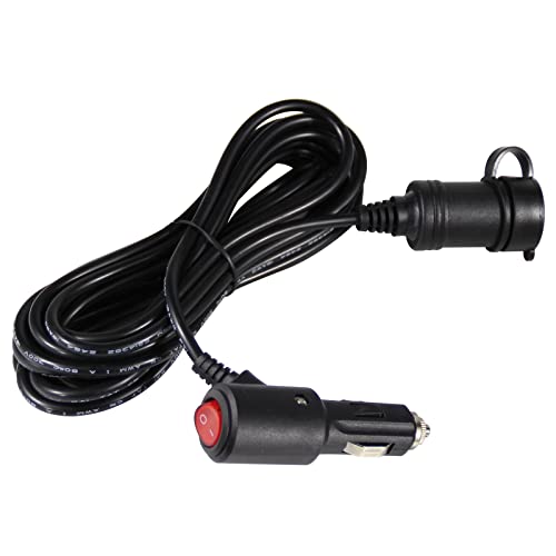 SPARKING 15FT Cigarette Lighter Extension Cord with On Off Switch - Car Cigarette Lighter Male Plug to Female Socket 18AWG Heavy Duty Extension Cable with Switch, Built-in 15A Fuse for Air Compressor Pump - Image 1