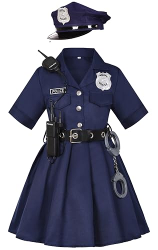 CIFITERY Girls Police Officer Costume Kids Cop Uniform Toddler Policeman Outfit Police Dress Up Career Day Halloween Gifts - Image 1