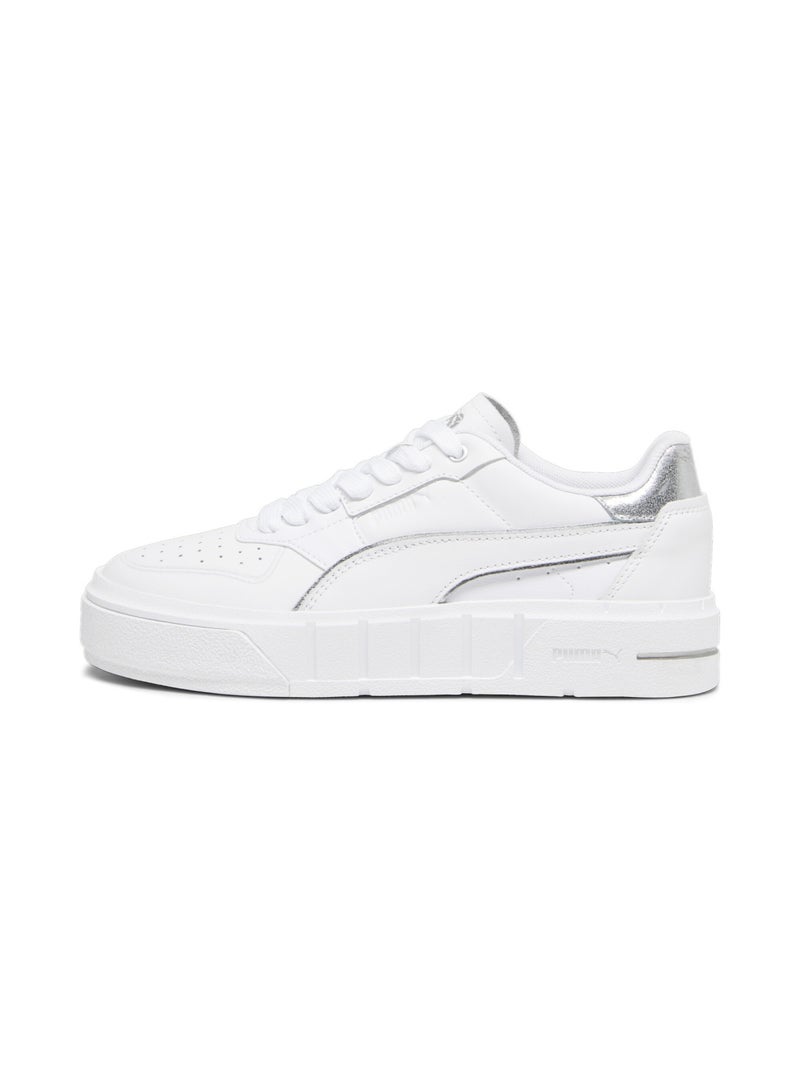 PUMA Cali Court Womens White Leather Metallic Sneakers - Image 1