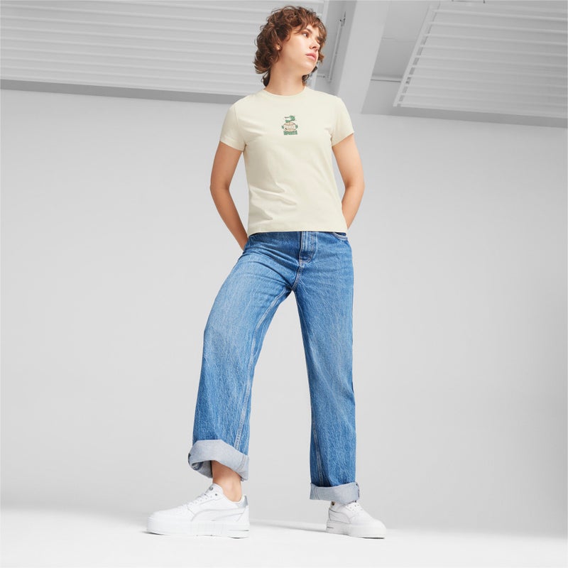 PUMA Cali Court Womens White Leather Metallic Sneakers - Image 3