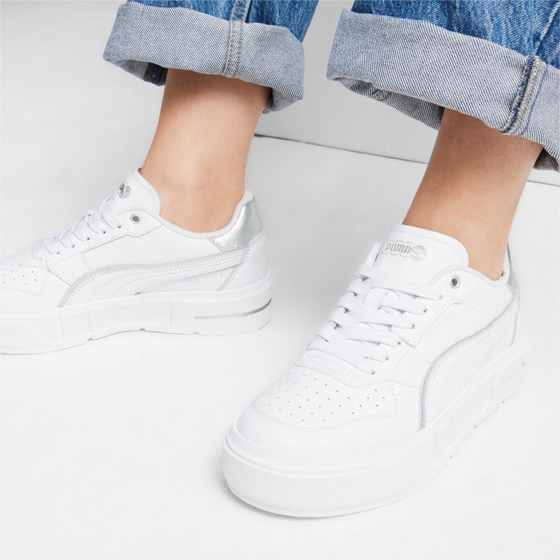 PUMA Cali Court Womens White Leather Metallic Sneakers - Image 2