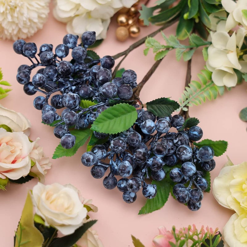 Meiwlong Fake Blueberries Artificial Berry Picks for Decor,Artificial Blueberry Stems for Lifelike Fruits Arrangement Flowers DIY Christmas Wedding Crafts-3 Pack - Image 5