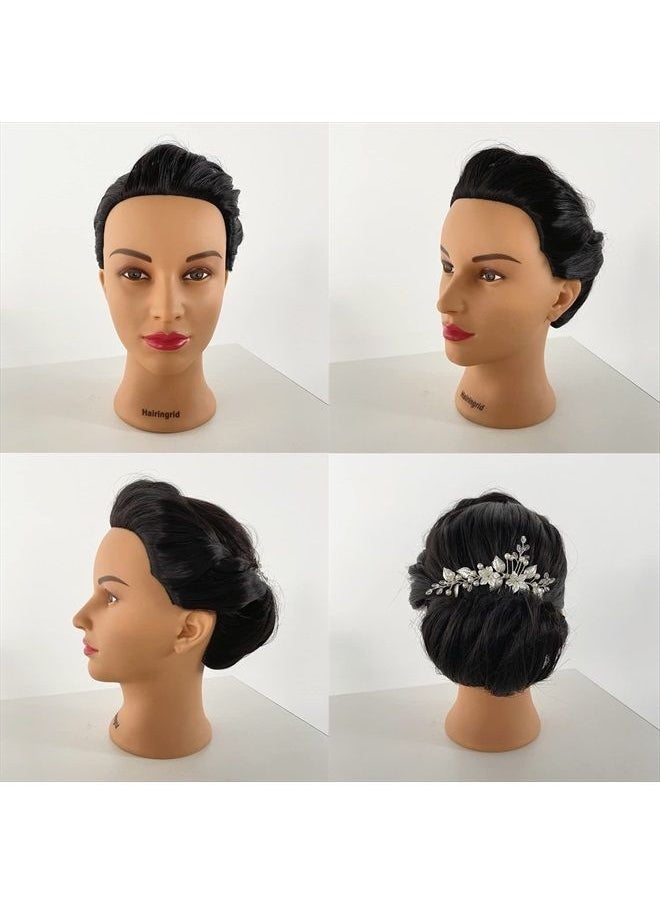 Hairingrid - 26"-28" Mannequin Head Hair Styling Training Manikin Cosmetology Doll Head Synthetic Fiber Hair and Free Clamp Holder (Black) - Image 1