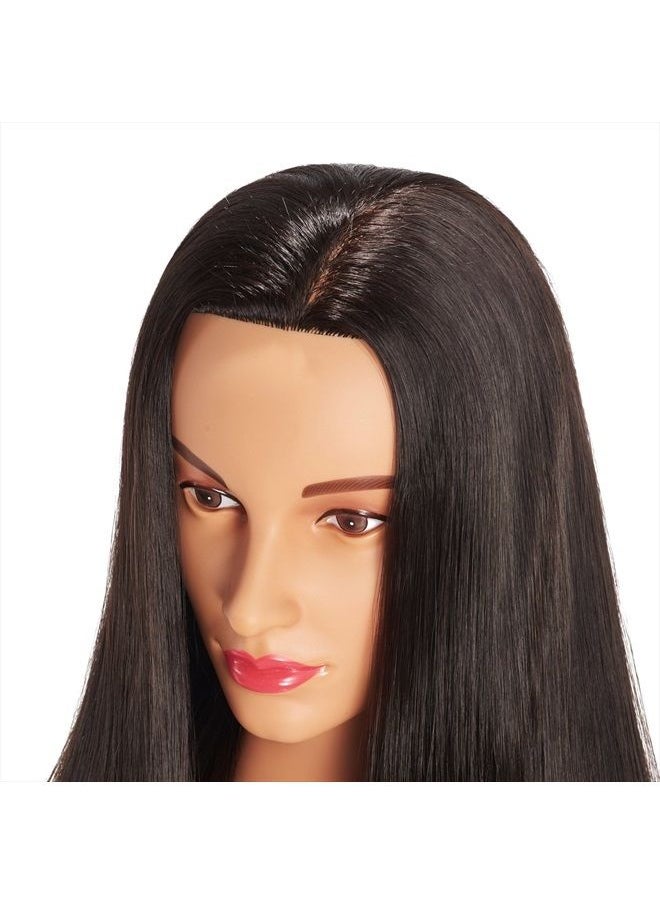 Hairingrid - 26"-28" Mannequin Head Hair Styling Training Manikin Cosmetology Doll Head Synthetic Fiber Hair and Free Clamp Holder (Black) - Image 1