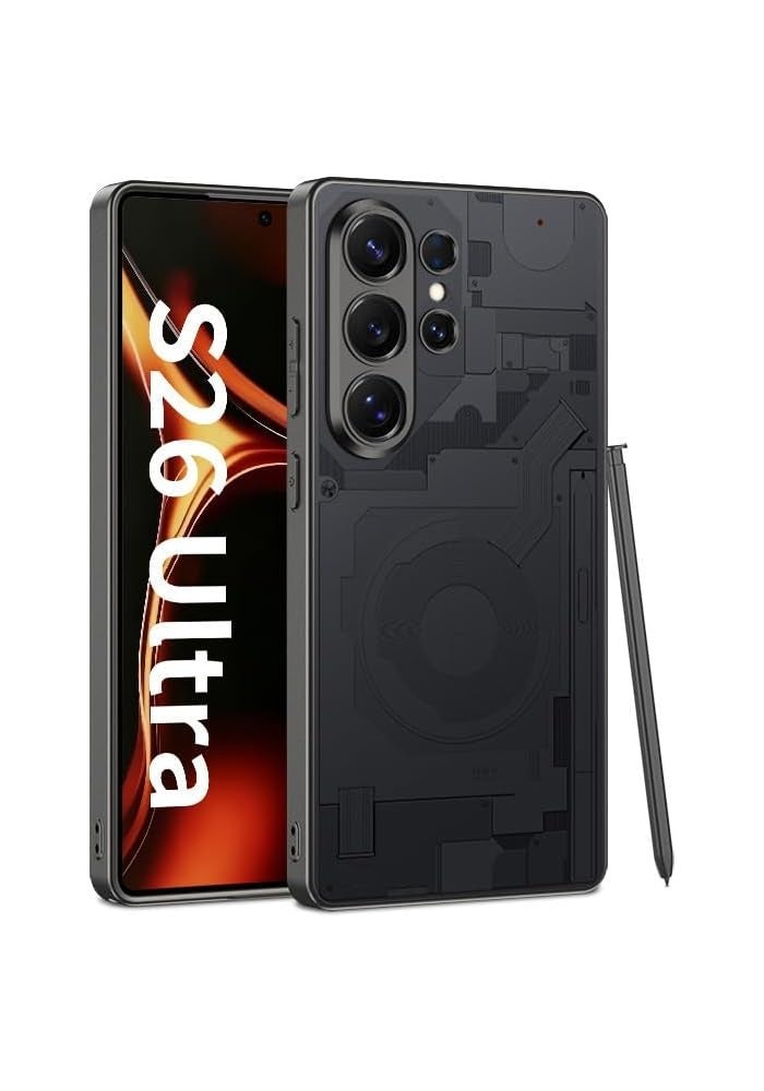 AXIYIBZI Geometric Circuit Pattern Glossy Hard Back Case for Samsung Galaxy S26 Ultra - Slim Fit, Shockproof Protection, Anti-Scratch - Image 1