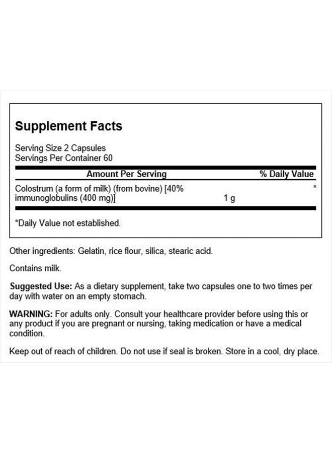 SWANSON High Ig Colostrum 500 Milligrams 120 Capsules - Image 2
