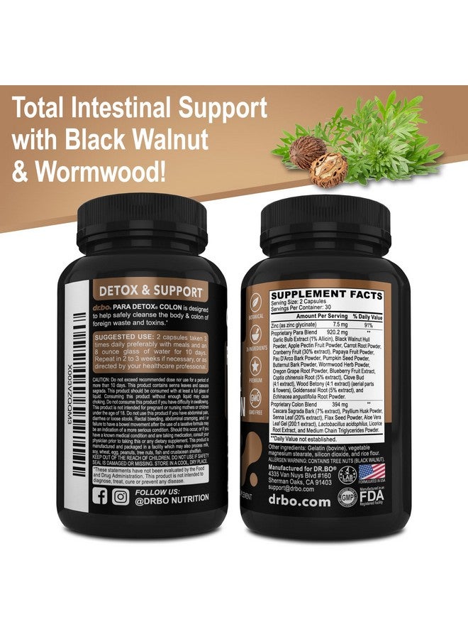 dr.bo Colon Cleanse Pills Body Detox - Intestinal Guard Cleanser for Stomach - Natural Weight Flush Cleaner Supplement Complex, Women Men Kids, Herbal Wormwood Black Walnut Clove - Gut Loss Health Capsules - Image 4