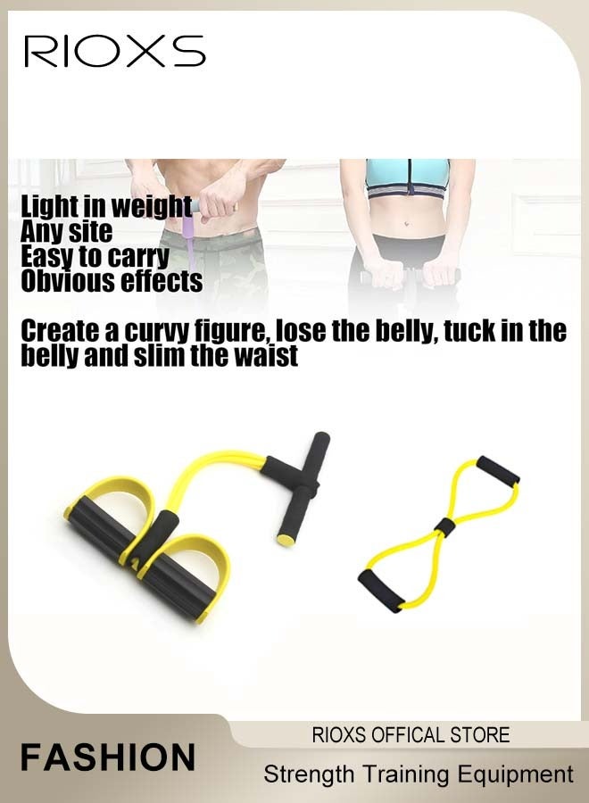 RIOXS 4 Tubes Sit-Up Pull Rope Exercise Equipment And 8-Shaped Tension Rope, Pedal Resistance Band With Elastic Tension Rope for Home Gym Yoga Workout Training, Core & Abdominal Trainers, Essential Strength Training Equipment  - Image 4
