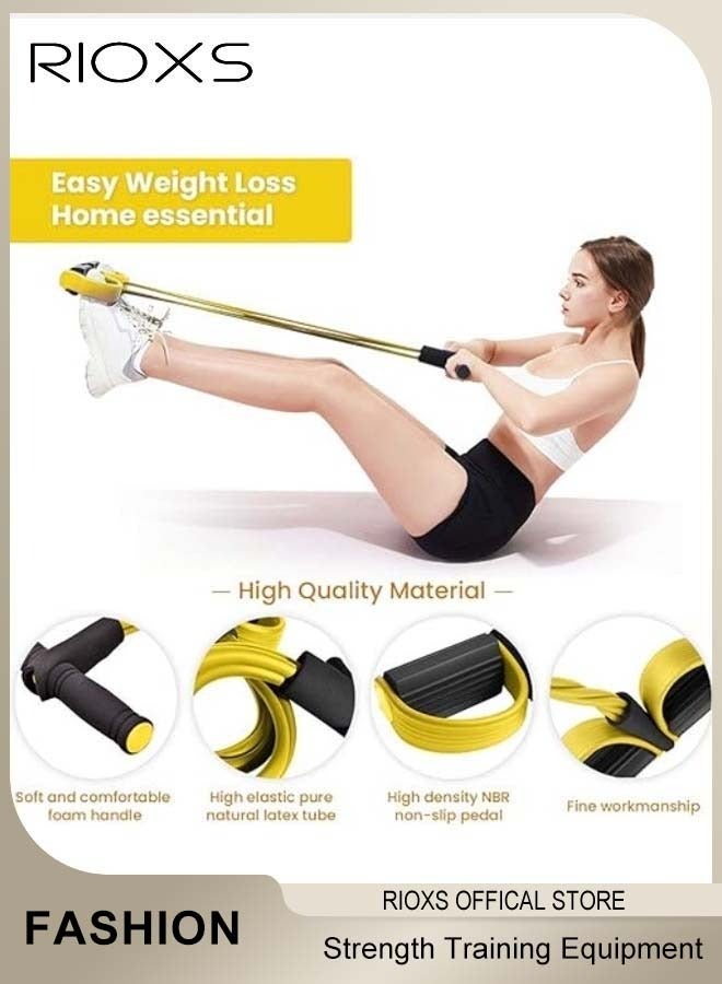 RIOXS 4 Tubes Sit-Up Pull Rope Exercise Equipment And 8-Shaped Tension Rope, Pedal Resistance Band With Elastic Tension Rope for Home Gym Yoga Workout Training, Core & Abdominal Trainers, Essential Strength Training Equipment  - Image 3