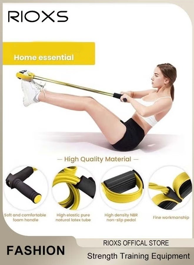 RIOXS 4 Tubes Sit-Up Pull Rope Exercise Equipment And 8-Shaped Tension Rope, Pedal Resistance Band With Elastic Tension Rope for Home Gym Yoga Workout Training, Core & Abdominal Trainers, Essential Strength Training Equipment  - Image 5