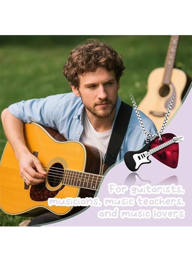 Happy D 1 guitar pick pendant necklace, suitable for men, women, and boys, cool ring necklace jewelry gift, 304 stainless steel chain (with box) - Image 2