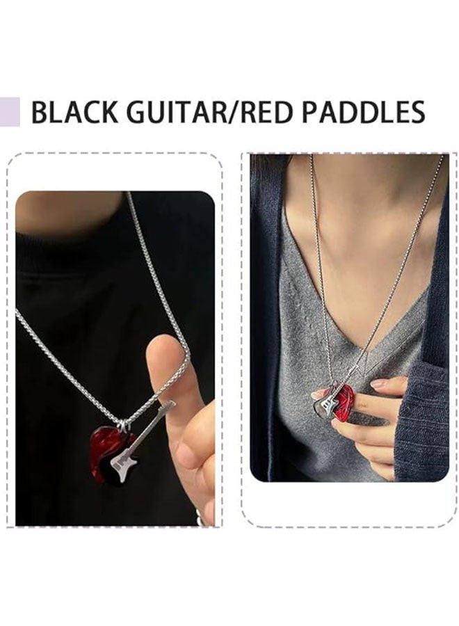 Happy D 1 guitar pick pendant necklace, suitable for men, women, and boys, cool ring necklace jewelry gift, 304 stainless steel chain (with box) - Image 3
