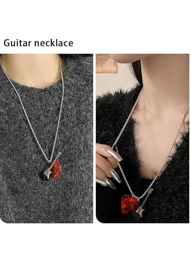 Happy D 1 guitar pick pendant necklace, suitable for men, women, and boys, cool ring necklace jewelry gift, 304 stainless steel chain (with box) - Image 5
