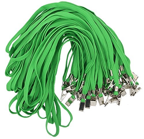 Bird Fiy® 50 Pcs Lanyard Bulldog Clip 32-inch Flat Braid Neck Lanyard for Id Cards/badges (Green) - Image 1