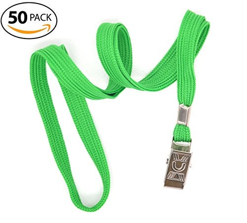 Bird Fiy® 50 Pcs Lanyard Bulldog Clip 32-inch Flat Braid Neck Lanyard for Id Cards/badges (Green) - Image 3