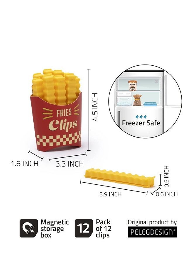 Generic - 12 Pcs French Fries Shaped Fun Bag Clips, Bag Clips for Food Storage, Plastic Heavy Duty Air Tight Seal Grip, Seal Opened Food Packages, Kitchen Accessories, Tightly Seals Chip - Image 1