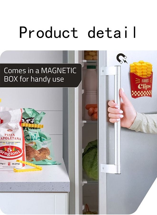 Generic - 12 Pcs French Fries Shaped Fun Bag Clips, Bag Clips for Food Storage, Plastic Heavy Duty Air Tight Seal Grip, Seal Opened Food Packages, Kitchen Accessories, Tightly Seals Chip - Image 1