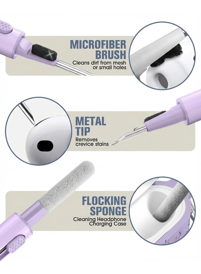 SJet AirPods Pro 3 2025 Case with Cherry Blossom Keychain and Cleaning Kit, Soft Silicone Protective Flower Engraved with AirPod Pro 3 Case Cover(Purple) - Image 3