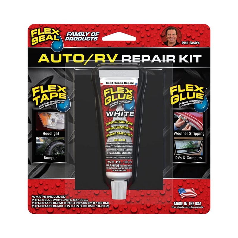 Flex Seal Auto/RV Repair Kit, Super Strong, Waterproof, Rubberized, UV Resistant, Car, Truck, Motorcycle, Seal and Patch, Bond and Repair, Quick Fix for Rips and Tears