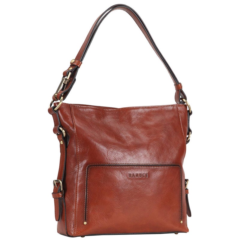 Banuce Full Grains Italian Leather Purses and Handbags for Women Vintage Shoulder Hobo Bag with Convertible Strap Red Brown - Image 1