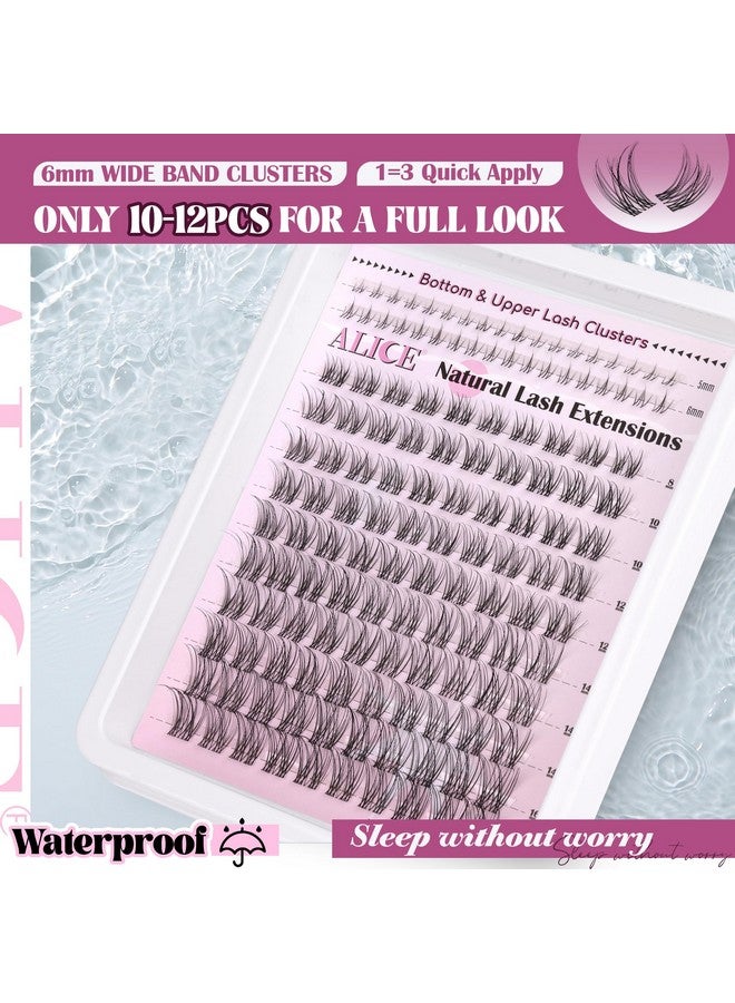 Alice Lash Clusters Kit Clear Band Natural Lash Extensions Kit 5-16Mm Wispy Cluster Eyelash Extension D Curl Diy Invisible Band Individual Cluster Lashes With Bottom Lash Bond And Seal Waterproof - Image 4
