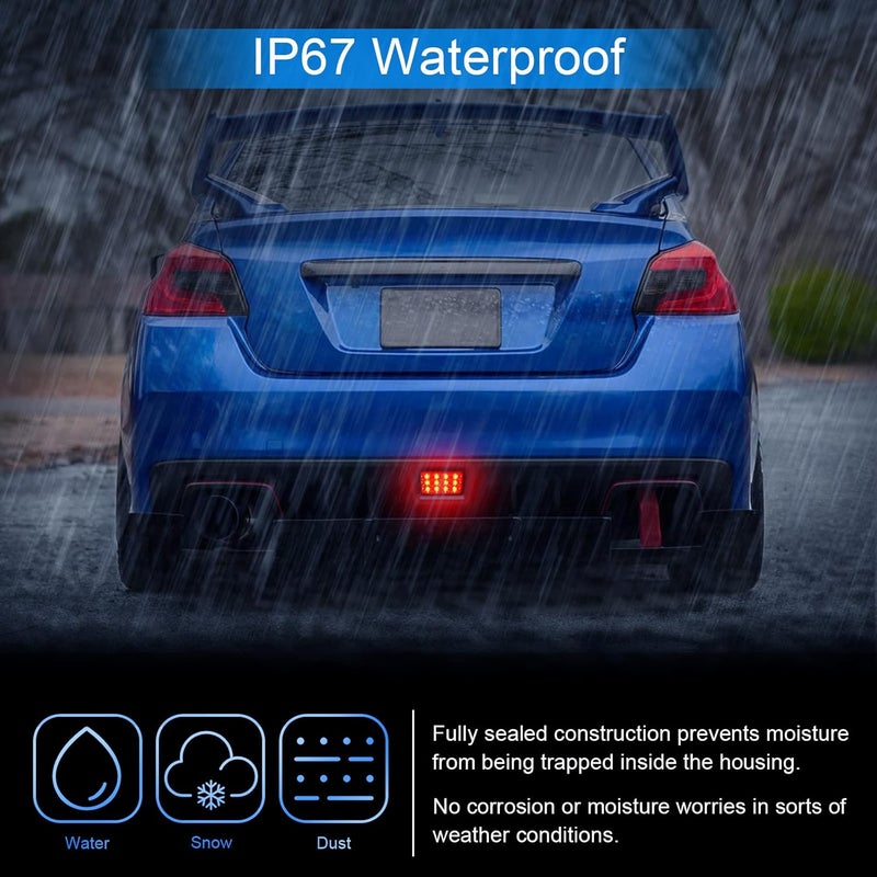 SHINEFIT LED F1 Style Rear Fog Light Compatible with WRX STi 20112021 Impreza 20112016 XV Crosstrek 20132017 Strobe Flashing Brake Light Smoked Lens - Image 4