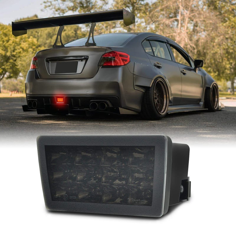 SHINEFIT LED F1 Style Rear Fog Light Compatible with WRX STi 20112021 Impreza 20112016 XV Crosstrek 20132017 Strobe Flashing Brake Light Smoked Lens - Image 2