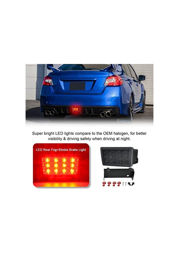 SHINEFIT LED F1 Style Rear Fog Light Compatible with WRX STi 20112021 Impreza 20112016 XV Crosstrek 20132017 Strobe Flashing Brake Light Smoked Lens - Image 3