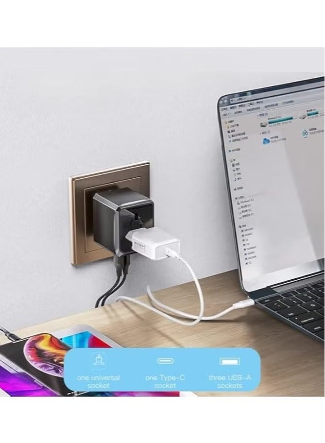 REBENUO RCP262 Universal Travel Adapter – 4 Super-Speed USB Ports, Type C Power Socket, Compatible with UK, EU, US, AU Plugs, Worldwide Charging, Compact and Lightweight, Fast Charging for Phones, Laptops, Tablets, and More - Image 3