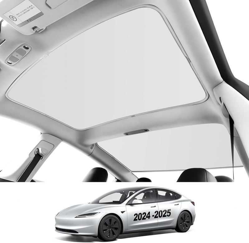 KUNIST Roof Sunshades for Tesla Model 3 2024, Upgraded 3.0 Sunroof Shade Sunshade Roof Sun Shade for 2024 New Tesla Model 3 Highland Accessories(Ice White)_12Pcs Clips - Image 1