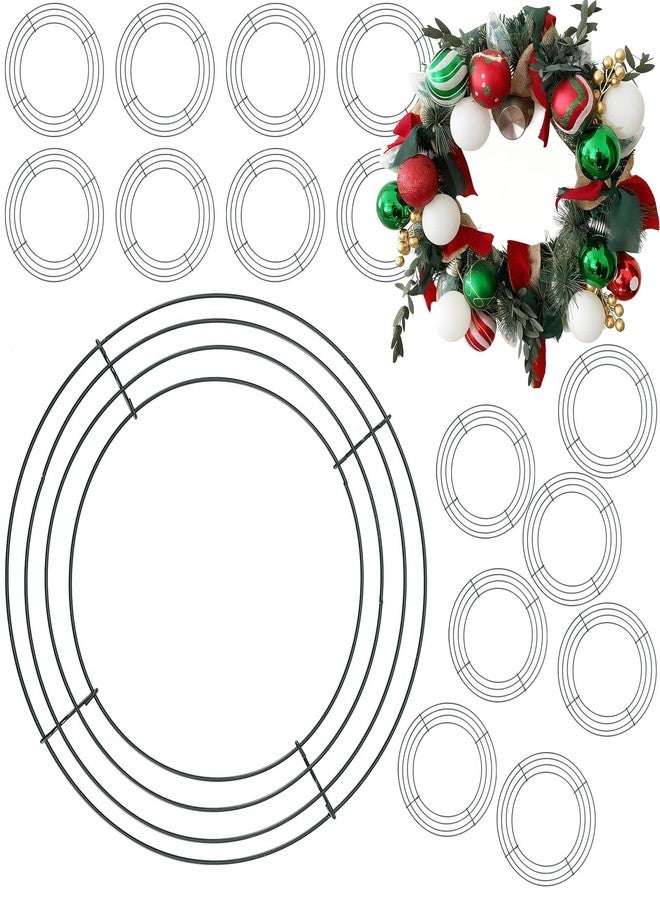 ZEONHAK 20 Pack 10 Inch Wire Frames, Round Metal Wreath Form, Metal Wire Wire Wreath Frame for Craft DIY Wedding,Home Party Garden Floral Decor, Dark Green - Image 1