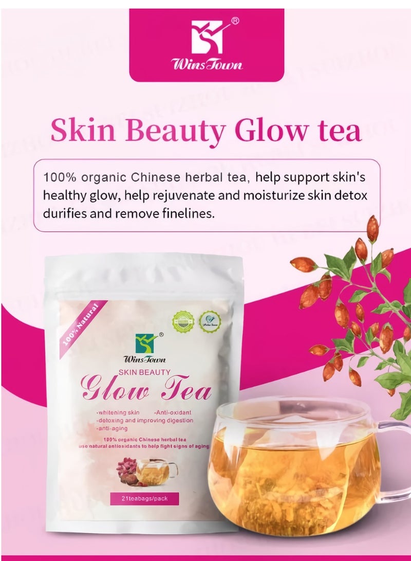 Winstown Skin Beauty Glow Tea, Natural Ingredients Whitening Skin Herbal Tea, Rejuvenate And Moisturizing Safe Herbal Skin Care Tea For Beautiful Whitening And Shinny Skin - Image 2
