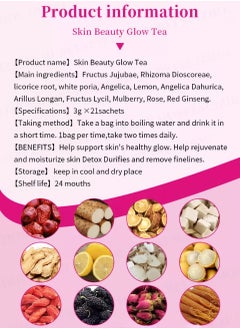 Skin Beauty Glow Tea, Natural Ingredients Whitening Skin Herbal Tea, Rejuvenate And Moisturizing Safe Herbal Skin Care Tea For Beautiful Whitening And Shinny Skin - pzsku/ZD9C5FB1CB0460099384FZ/45/_/1727959372/0e67feea-156c-4358-b891-794ee9a8b657