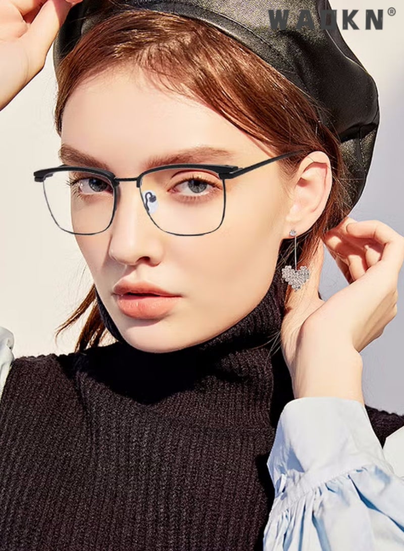WAOKN Blue Light Blocking Glasses Blue Light Filter Computer Reading Gaming TV Phones Browline Eyeglasses Fashion Anti Glare/UV 400/Eye Strain Eyestrain Headache Eyewear for Men Women,Black  - Image 2