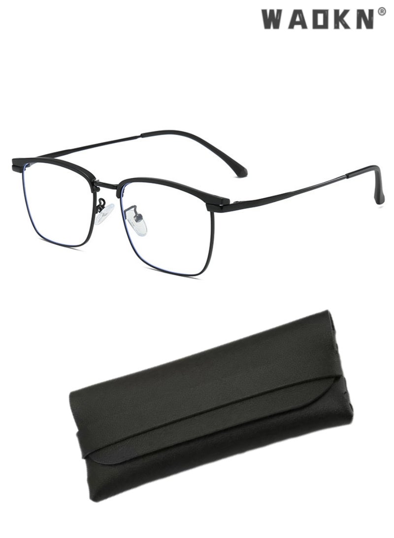 WAOKN Blue Light Blocking Glasses Blue Light Filter Computer Reading Gaming TV Phones Browline Eyeglasses Fashion Anti Glare/UV 400/Eye Strain Eyestrain Headache Eyewear for Men Women,Black  - Image 1