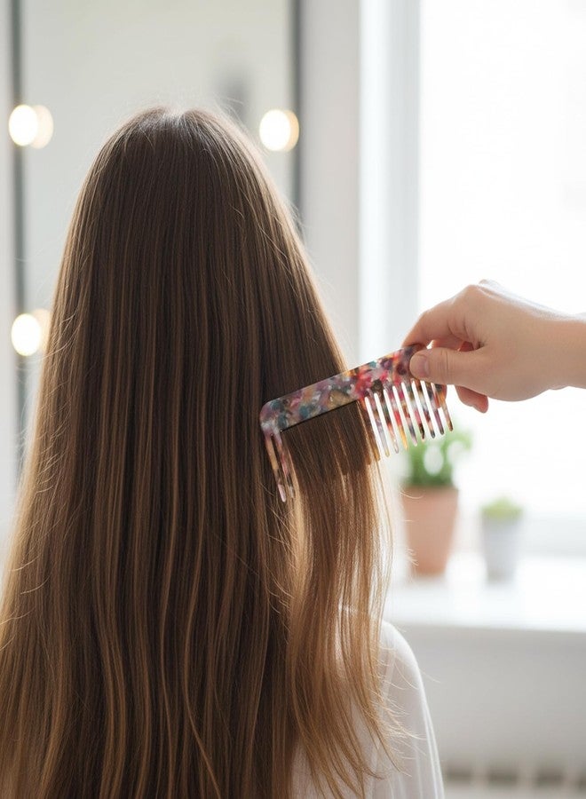 مجموعة أمشاط السفر النسائية من كلاسيك سيلي، 4 قطع، أمشاط صغيرة محمولة، أمشاط شعر ملونة بنقوش من الأسيتات، أمشاط صغيرة ذات أسنان واسعة للشعر الكثيف المجعد والمموج، للشعر الأملس الرطب أو الجاف. - Image 4