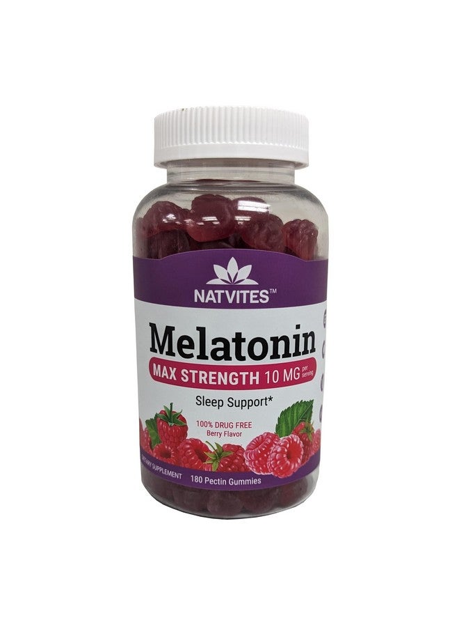 ناتفيتس علكات Natvites Melatonin Gummies Max Strength 10mg Pectin Gummies، تساعد في دعم النوم، بنكهة التوت، خالية من العقاقير بنسبة 100%، 180 قطعة (عبوة واحدة) - Image 2