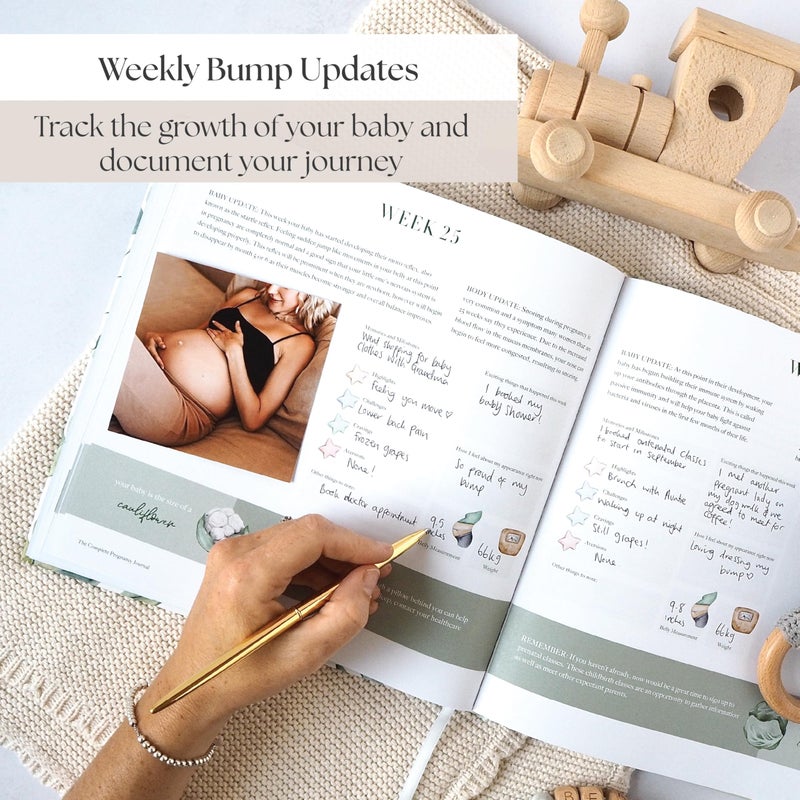 Bibi & Beau Watercolour - The Complete Pregnancy Journal & Baby Memory Book â€“ 196â€‘Page Weekly Keepsake Album with Mum Checklists, Packing Lists, Birth Plan, Ultrasound Photo Spaces & Firstâ€‘Year Milestones - Image 3