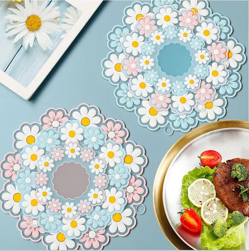 P Plus Fire Hot Pot Holder Hot Pads for Table & Countertop Non-Slip Silicone Trivet Mat (Blue, Set of 3, Big-Medium-Small Size) - Image 3