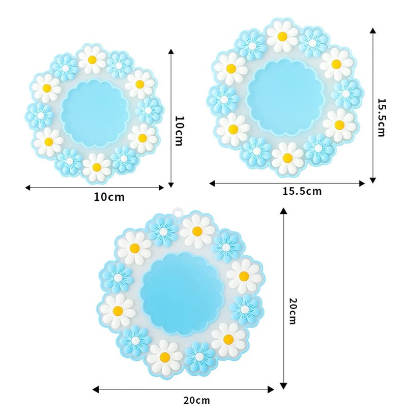 P Plus Fire Hot Pot Holder Hot Pads for Table & Countertop Non-Slip Silicone Trivet Mat (Blue, Set of 3, Big-Medium-Small Size) - Image 2
